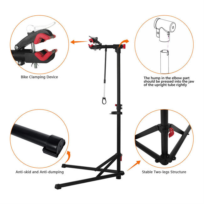 Unisky Bike Repair Stand Foldable Bike Stand for Maintenance Portable Height Adjustable Rack with Quick Release Bicycle Mechanics Maintenance Workstand